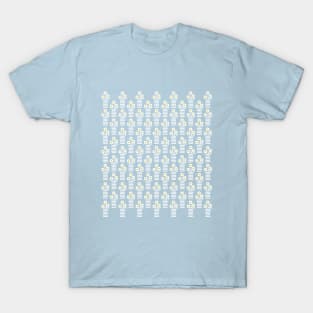 Pretty white abstract flowers pattern design, version two T-Shirt